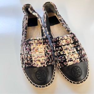 NWOT Tory Burch 'Colorblock' Espadrille Flat Stripe Tweed Womens 9 M MSRP $248